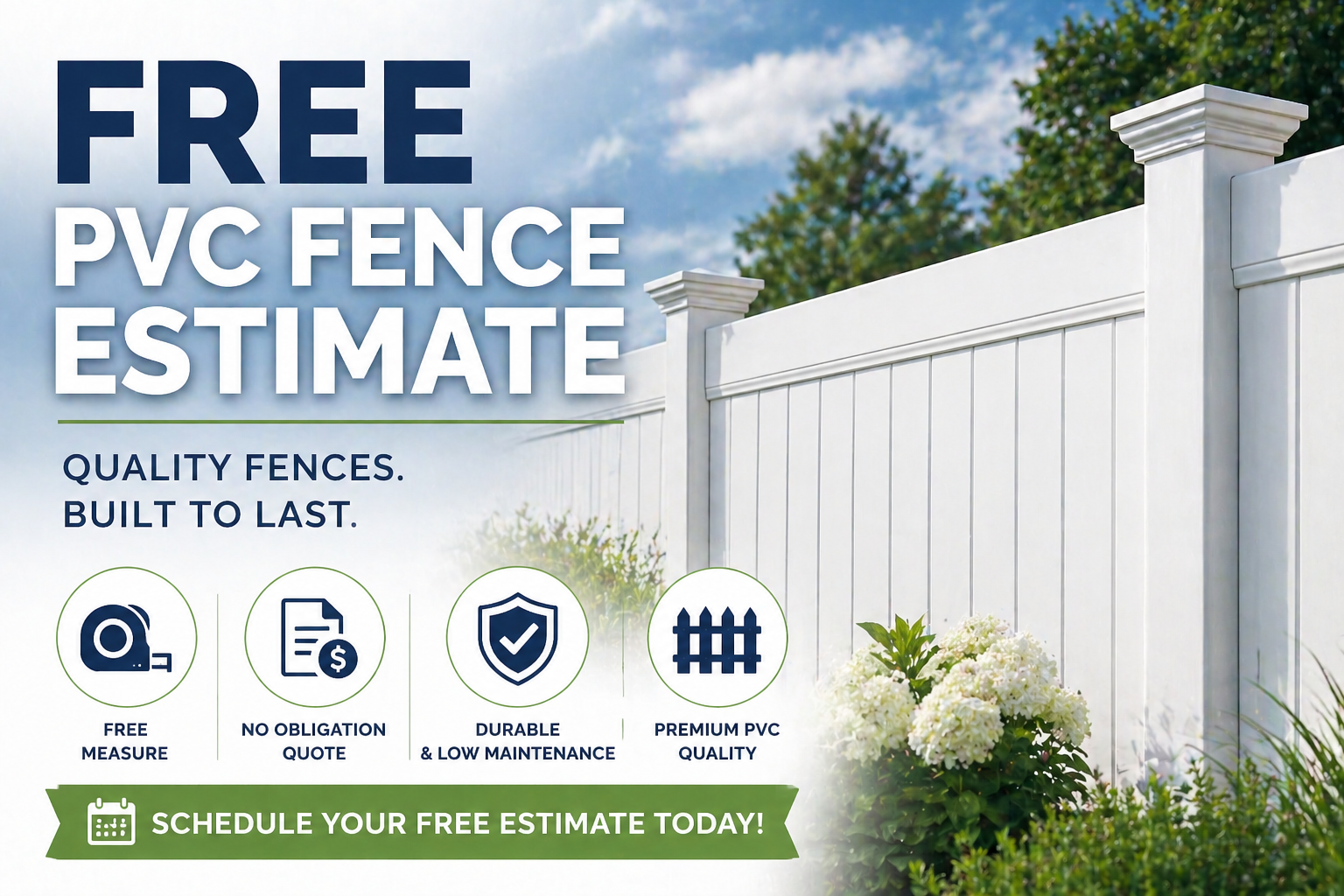 vinyl privacy fence Long Island backyard estimate